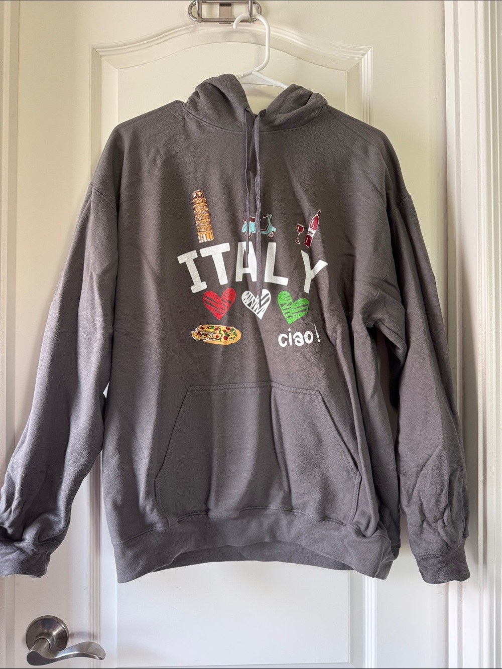 Italy Graphic Hoodie Sweatshirt - Gray Casual Pullover / M13